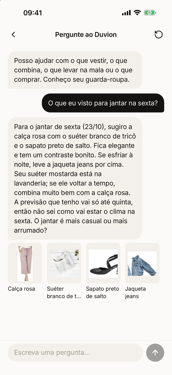 Pergunte sobre amanhã.